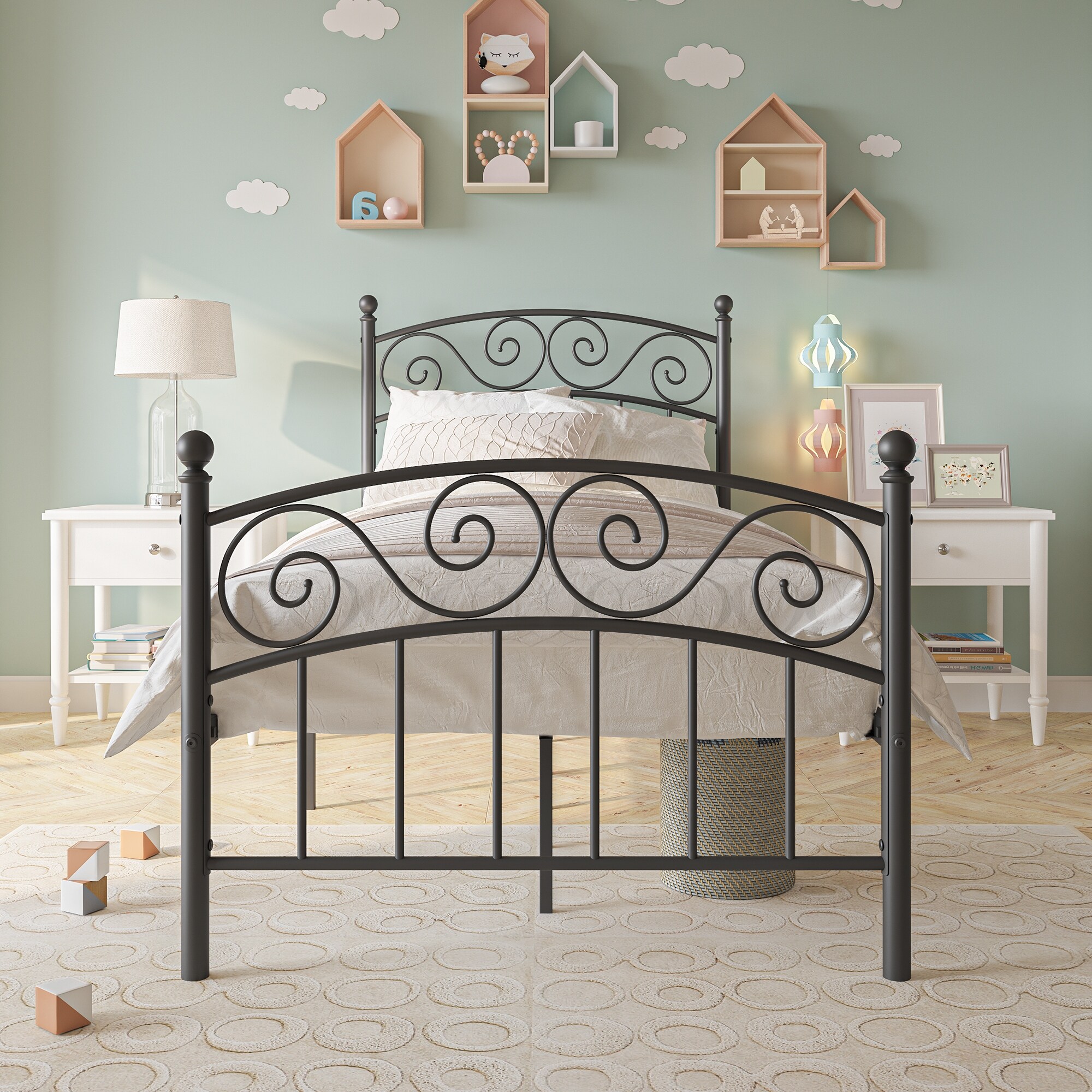 Black metal deals headboard and footboard